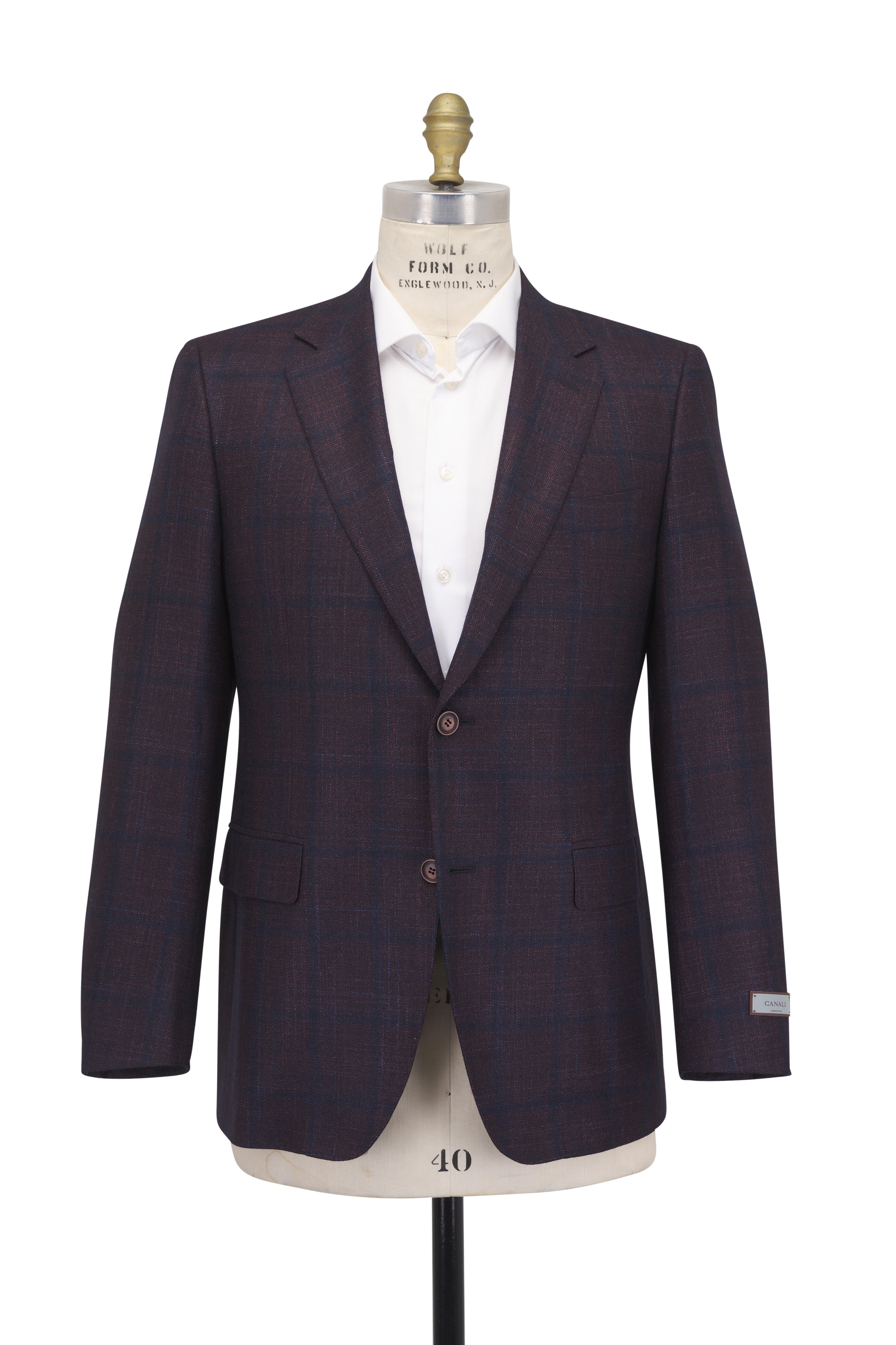 Canali - Burgundy & Navy Pane Wool, Silk & Cashmere Jacket