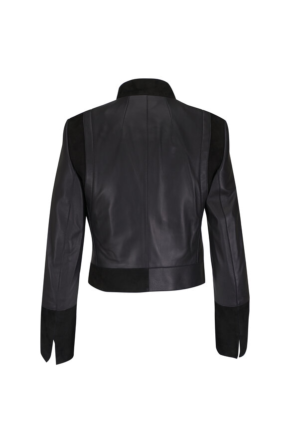 Akris Dean Black Suede Trim Leather Jacket - view 4