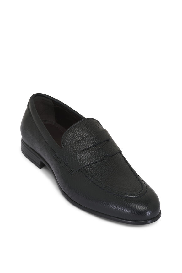G Brown Cannon Black Leather Penny Loafer