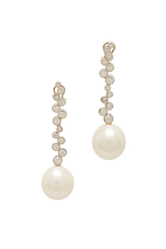 Frank Ancona - South Sea Pearl & Diamond Drop Earrings