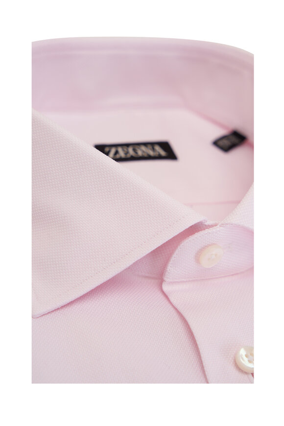 Zegna - Solid Pink Cotton Dress Shirt