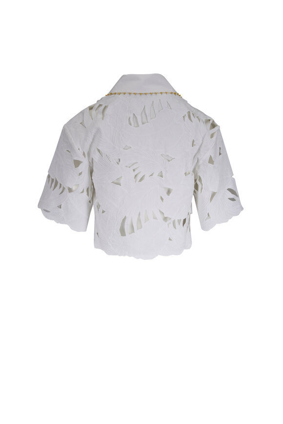 Zimmermann Mahon Ivory Embroidered Crop Shirt - view 3