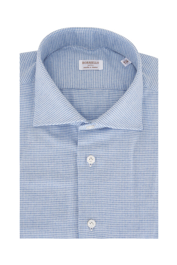 Borriello Light Blue Houndstooth Dress Shirt