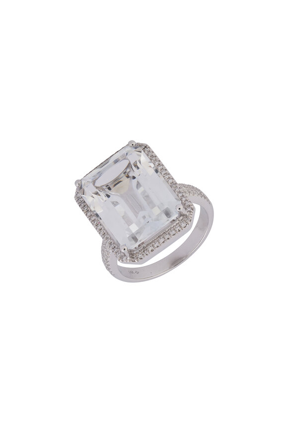 Kai Linz 18k White Gold Emerald Cut White Topaz Ring - view 1