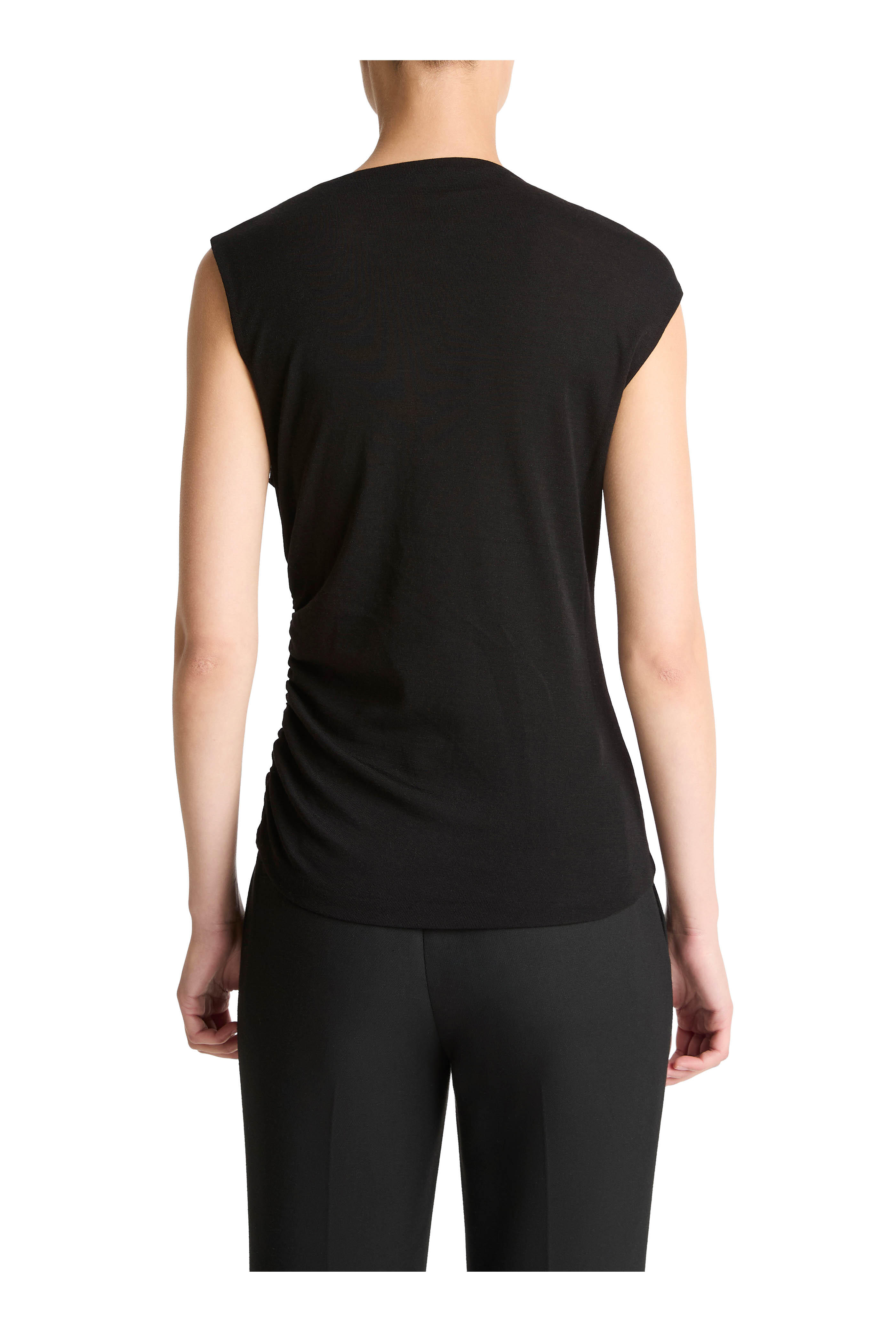 Vince - Black Cinched Shoulder Top