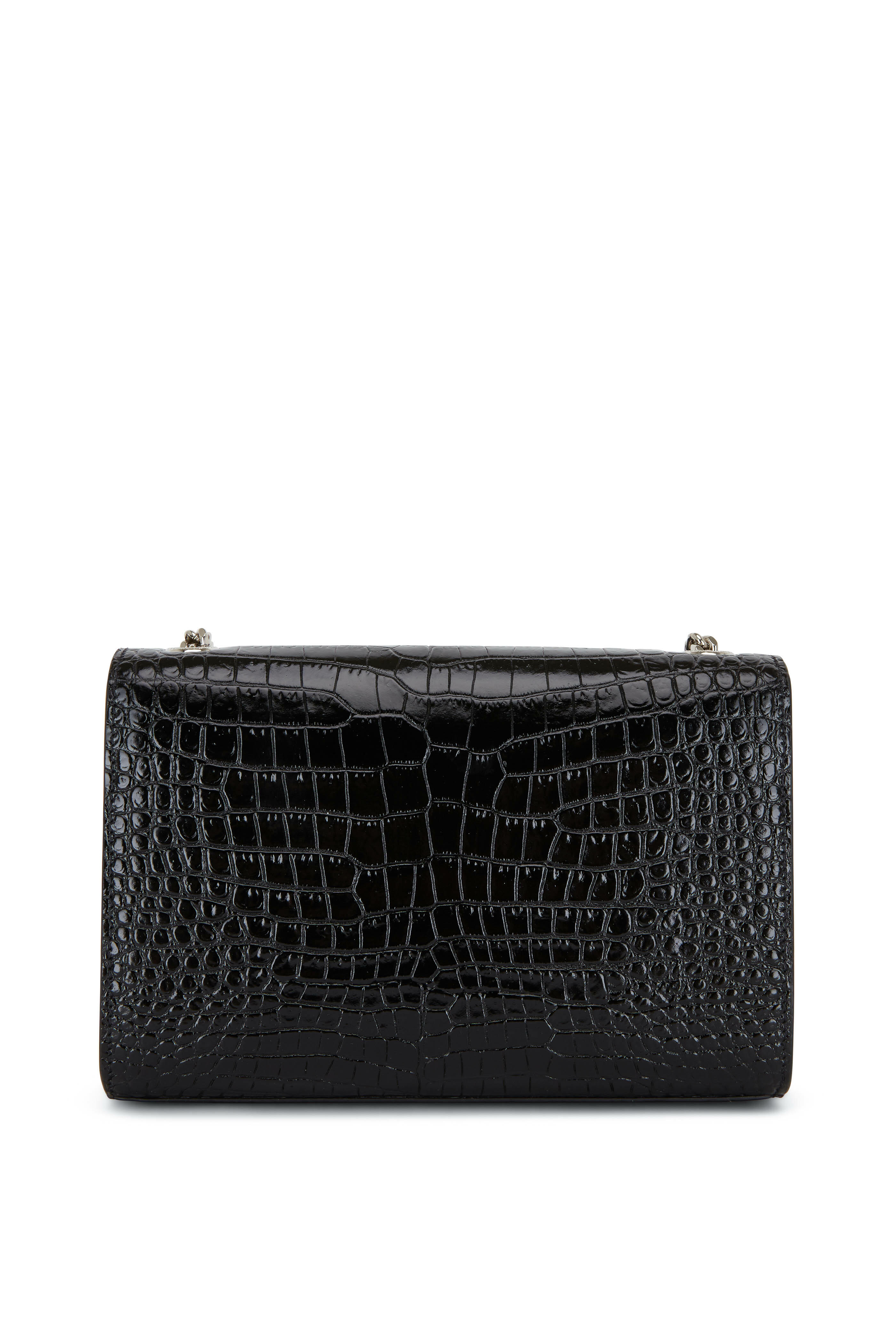 Saint Laurent - Kate Black Croc Embossed Leather Crossbody