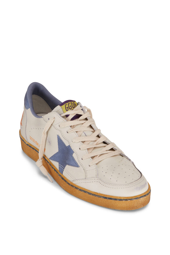 Golden Goose - Ball Star White Leather & Blue Suede Sneaker