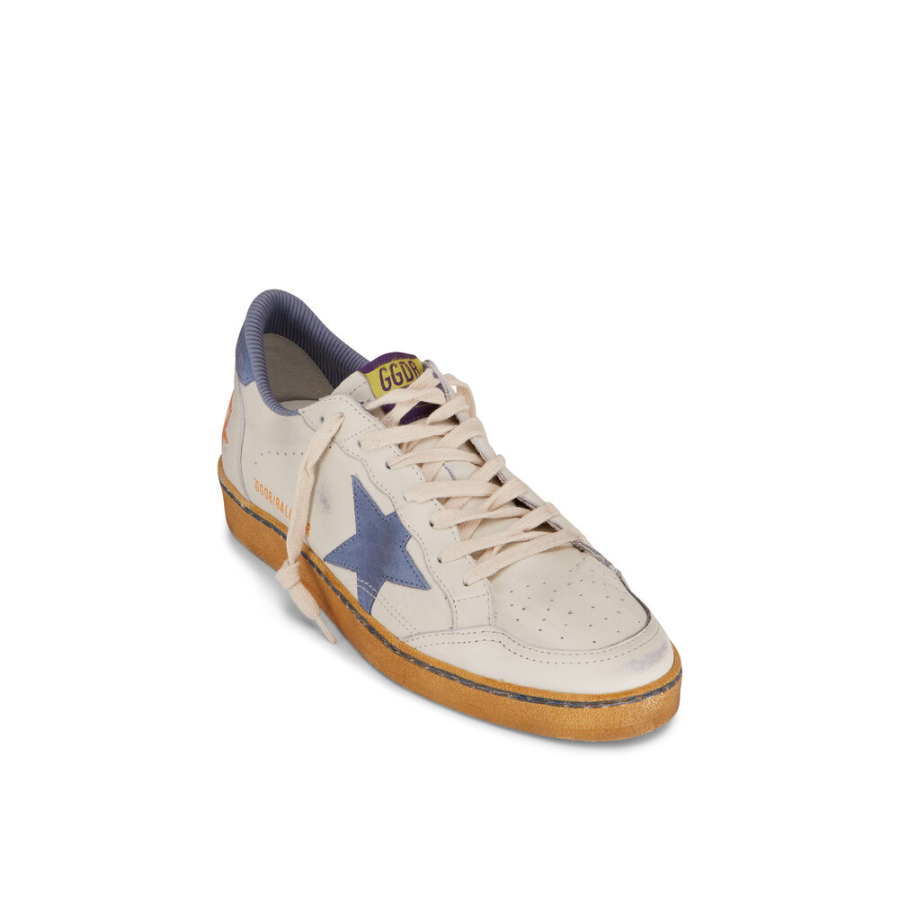 Golden Goose - Ball Star White Leather & Blue Suede Sneaker