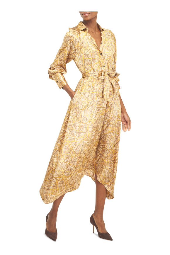 Kiton Orche Branch Print Silk Midi Dress - view 2