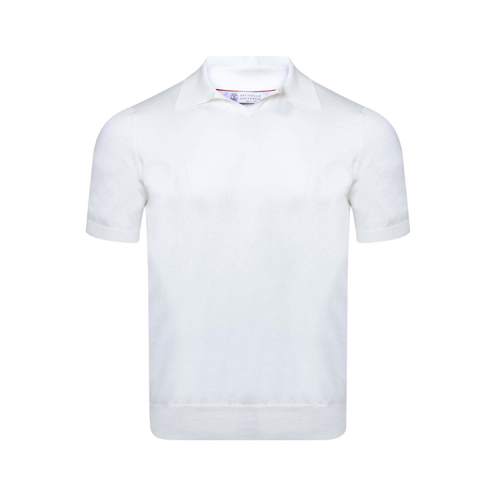Brunello Cucinelli - White Short Sleeve Polo | Mitchell Stores
