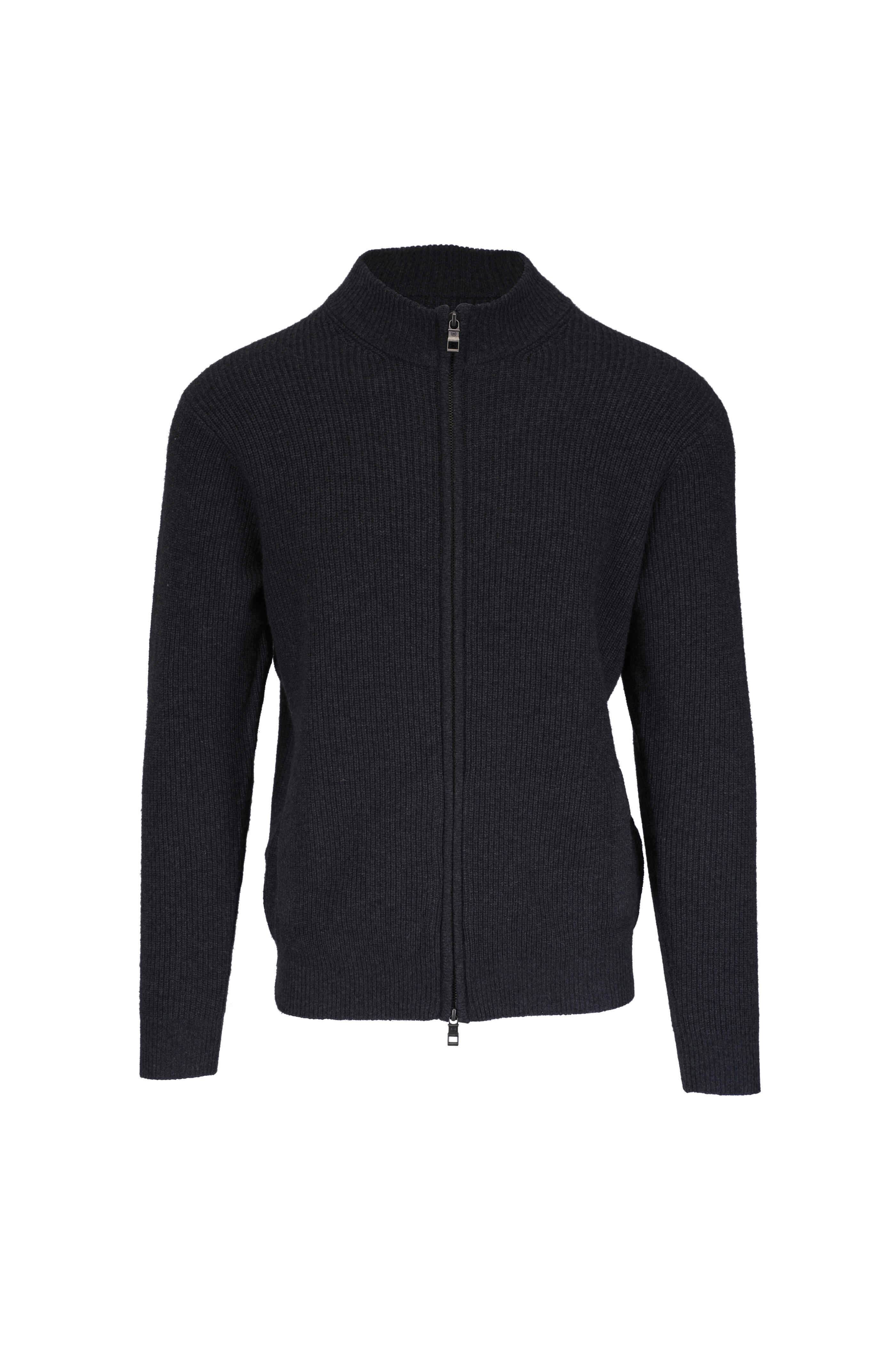 Peter Millar - Crescent Charcoal Wool & Cashmere Full Zip Sweater