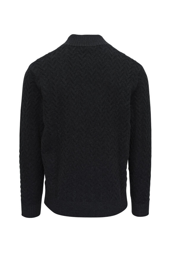 Kinross - Black Wave Cable Knit Quarter Zip Pullover