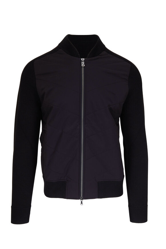 Bogner - Black Mixed Media Bomber Jacket 