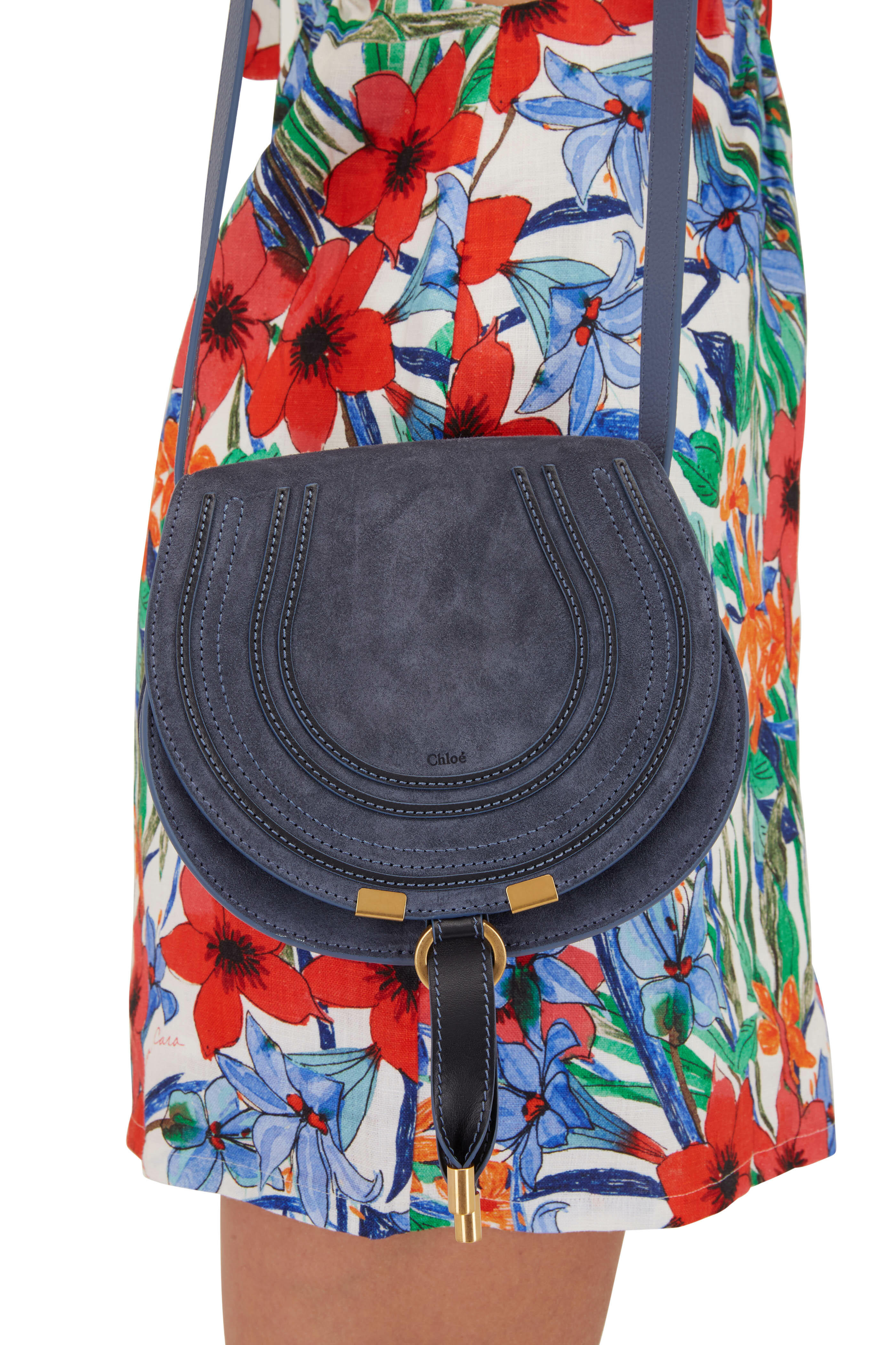 Chloé Marcie Mini Leather Cross-body Bag in Blue