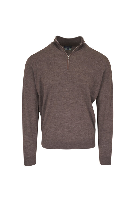 Peter Millar Crown Crafted Brown Quarter Zip Pullover - view 1