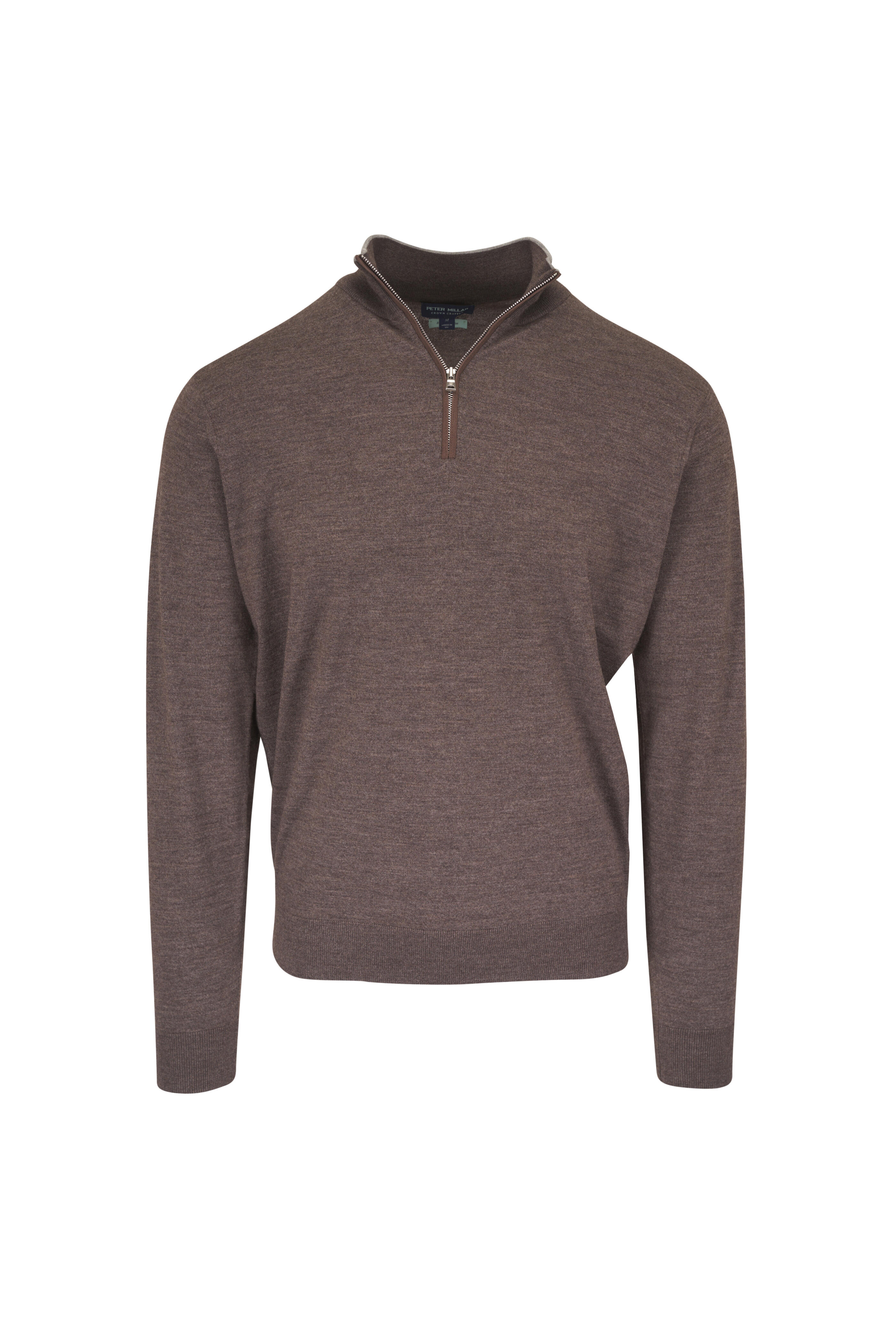 Peter Millar - Crown Crafted Brown Quarter Zip Pullover - view 1