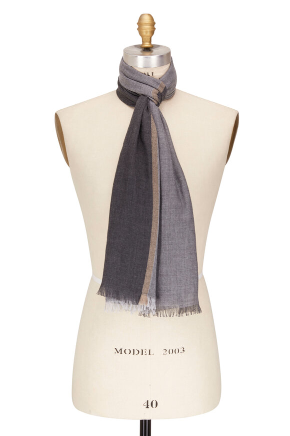 Brunello Cucinelli - Charcoal Gray Cashmere & Silk Scarf