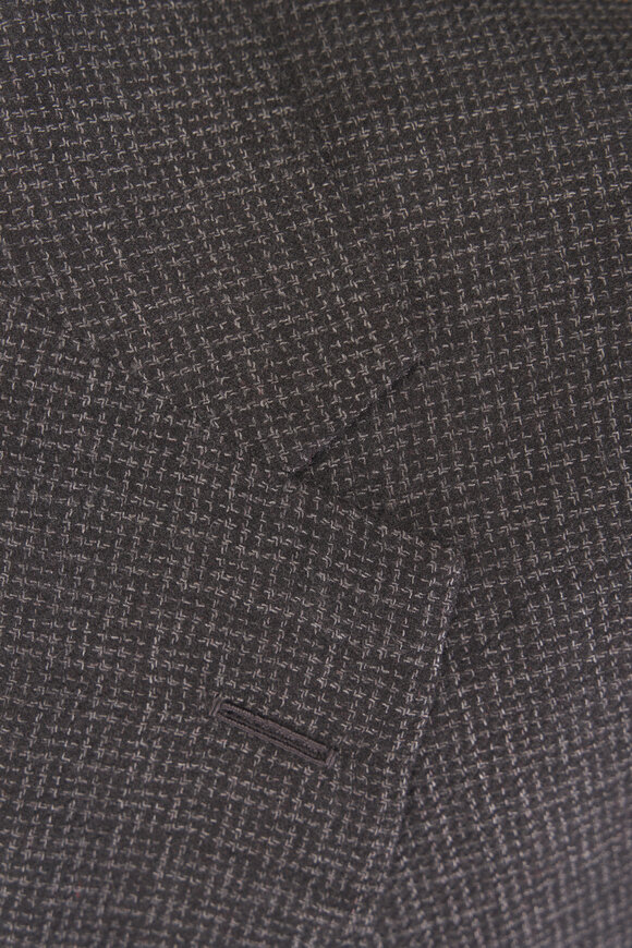 Zegna Dark Gray Plaid Silk & Cashmere Sportcoat - view 3