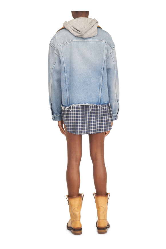 Miu Miu Oversized Suede Collar Denim Jacket - view 4
