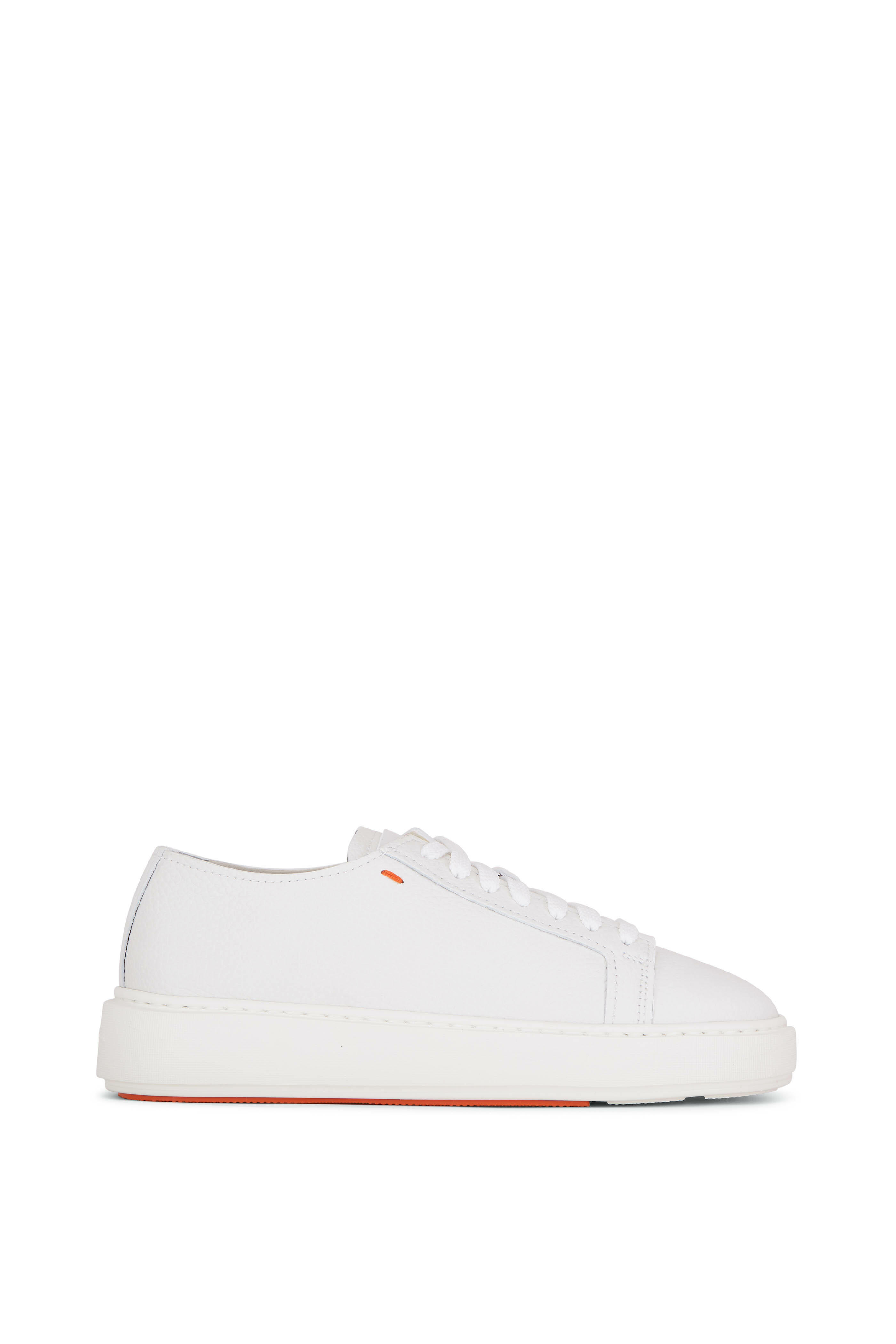 Santoni - Anginal White Leather Sneaker | Mitchell Stores