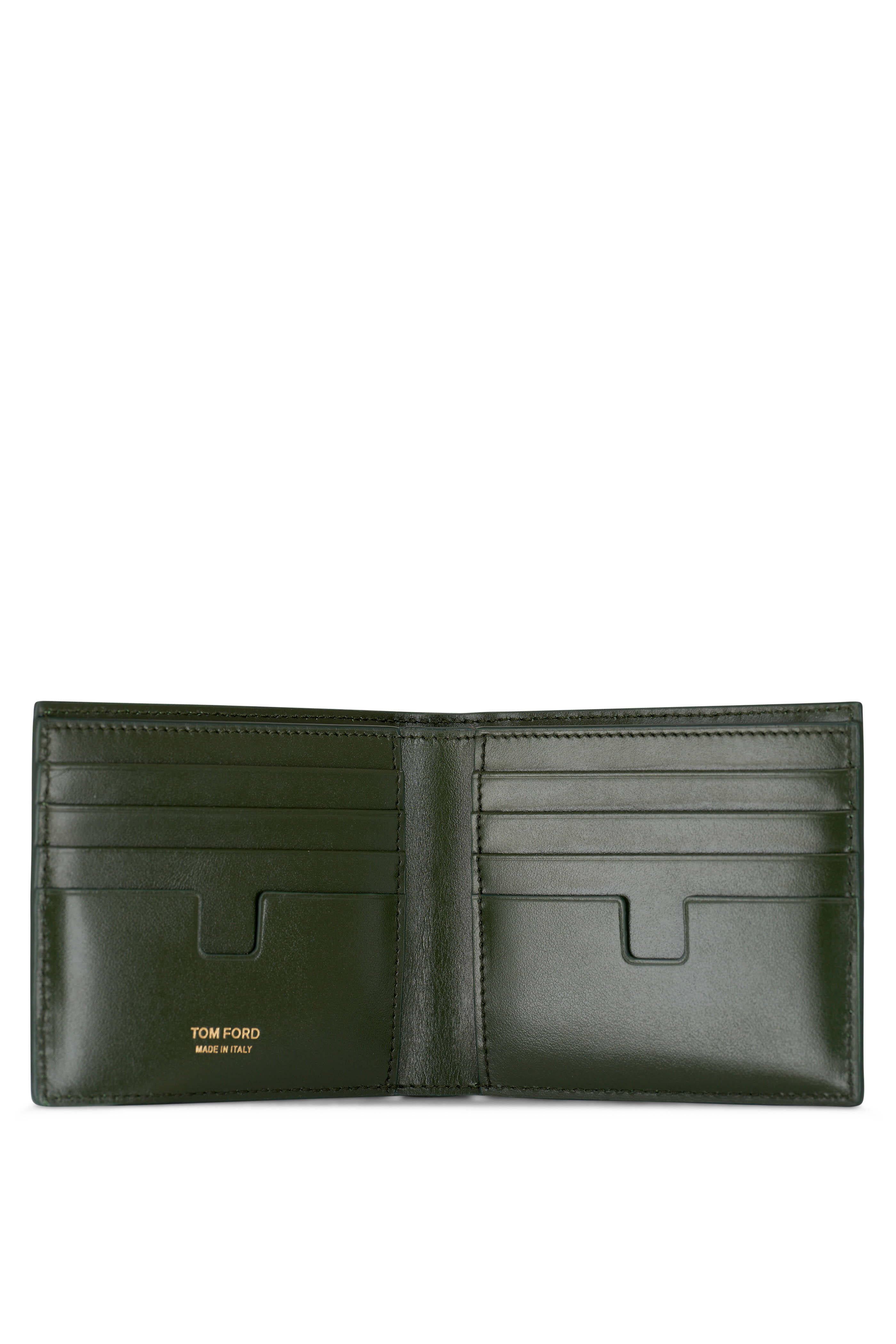 Tom Ford - Embossed Leather Money Clip Green Wallet