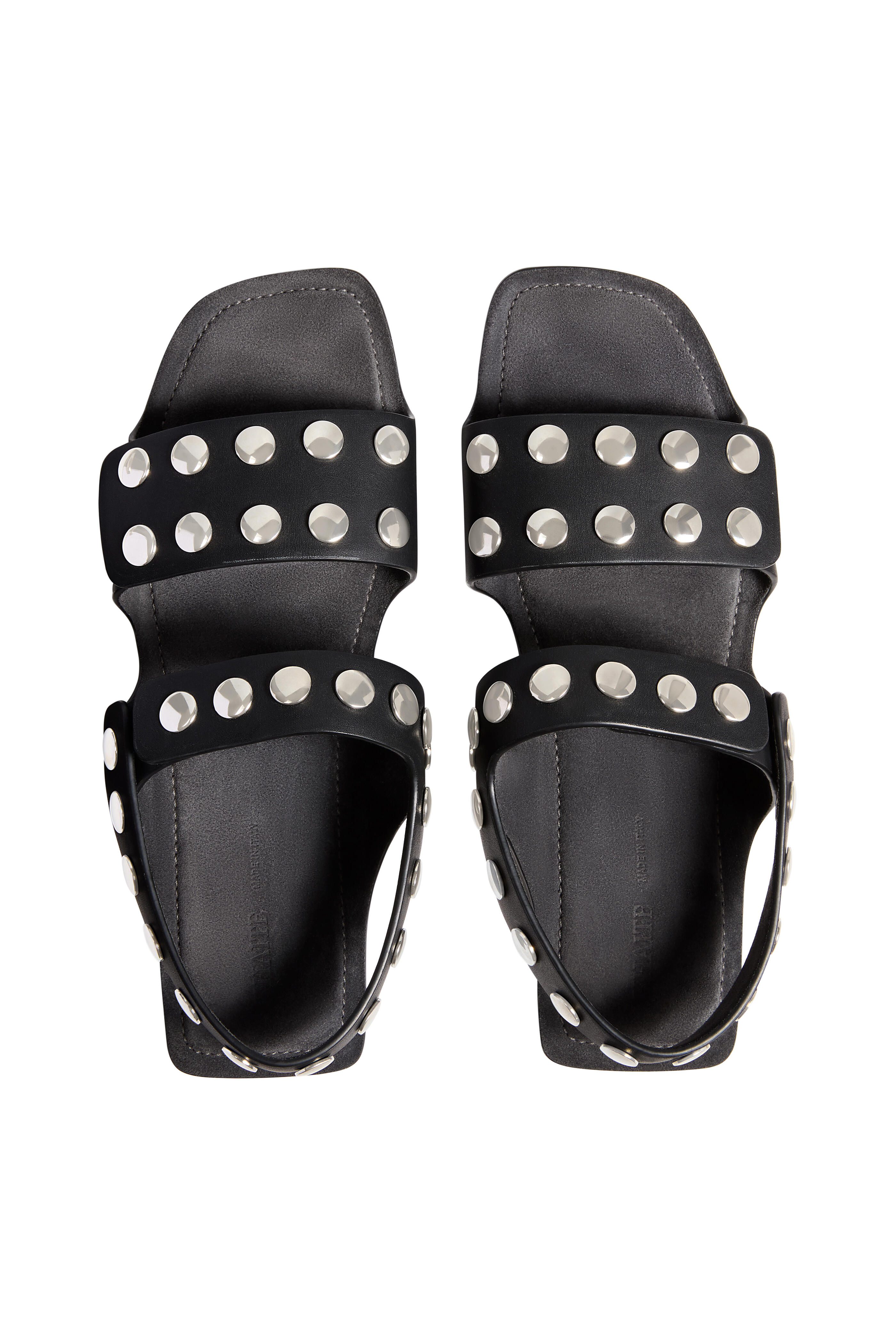 Khaite - Boden Black Leather Studded Sandal | Mitchell Stores
