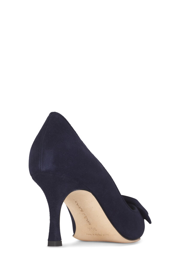 Manolo Blahnik Maysale Navy Suede Pump, 70mm - view 4