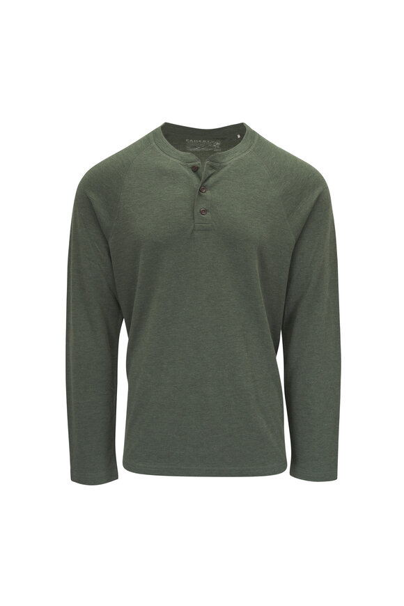 Faherty Brand Cloud Deep Fern Heather Long Sleeve Henley