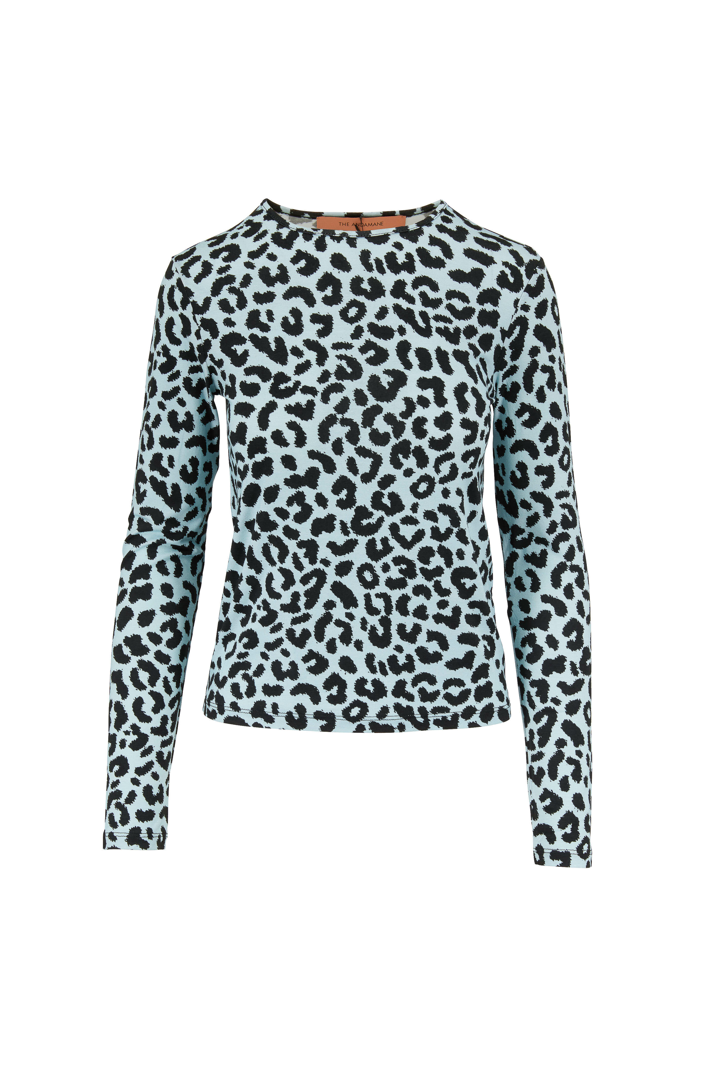 Andamane - Cornelia Blue Leopard Print Long Sleeve Top