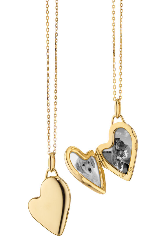 Monica Rich Kosann 18k Yellow Gold Mini Slim Heart Locket Necklace