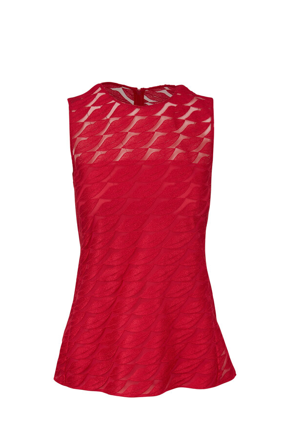 Akris - Pink Embroidered Lips Sleeveless Blouse