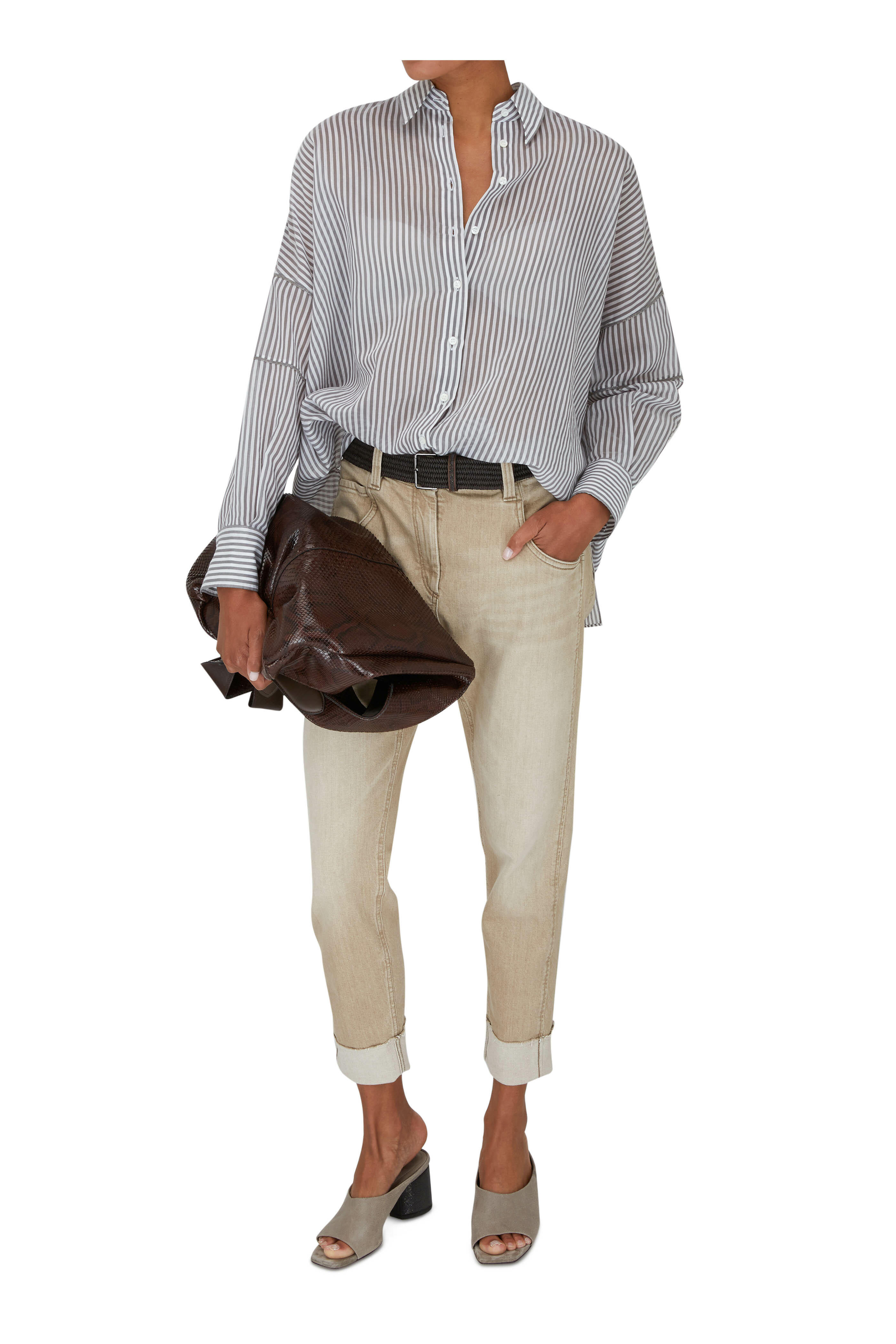【送料&関税込】Brunello Cucinelli Pantalone A 5 Tasche In D Gabardine garment dyed trousers for Man in Ecru | Brunello