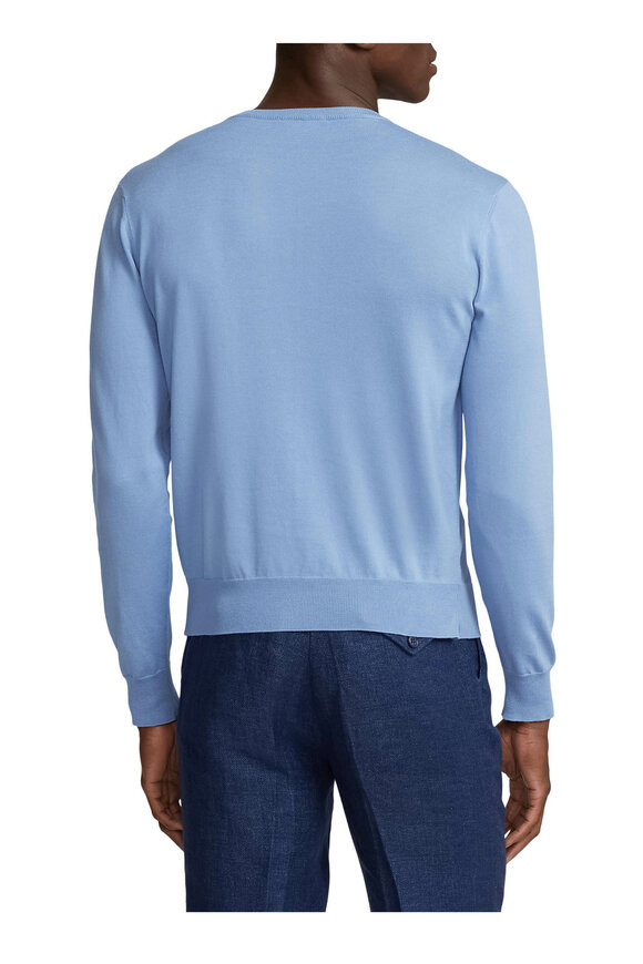 Ralph Lauren Purple Label - Cornflower Blue Cotton Crewneck Sweater