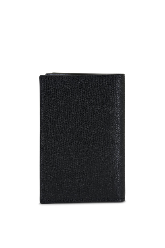 Valextra - Black Leather Bi-Fold Wallet