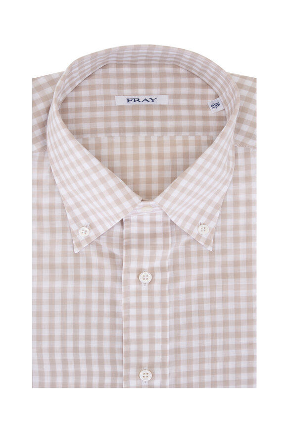 Fray - Orange & White Check Cotton Dress Shirt | Mitchell Stores