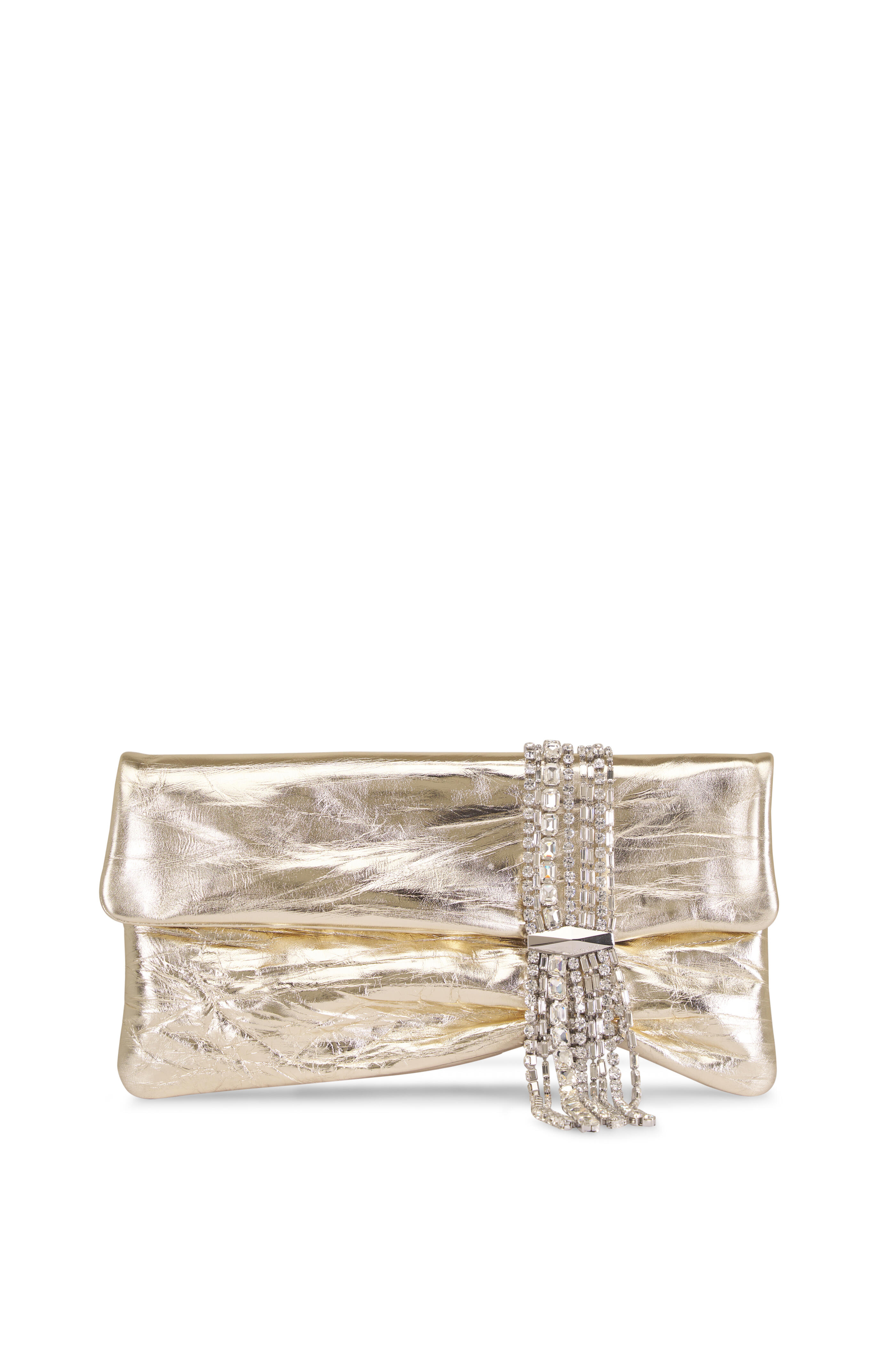 Jimmy Choo - Zandra Platinum Vintage Metallic Leather Clutch - view 1