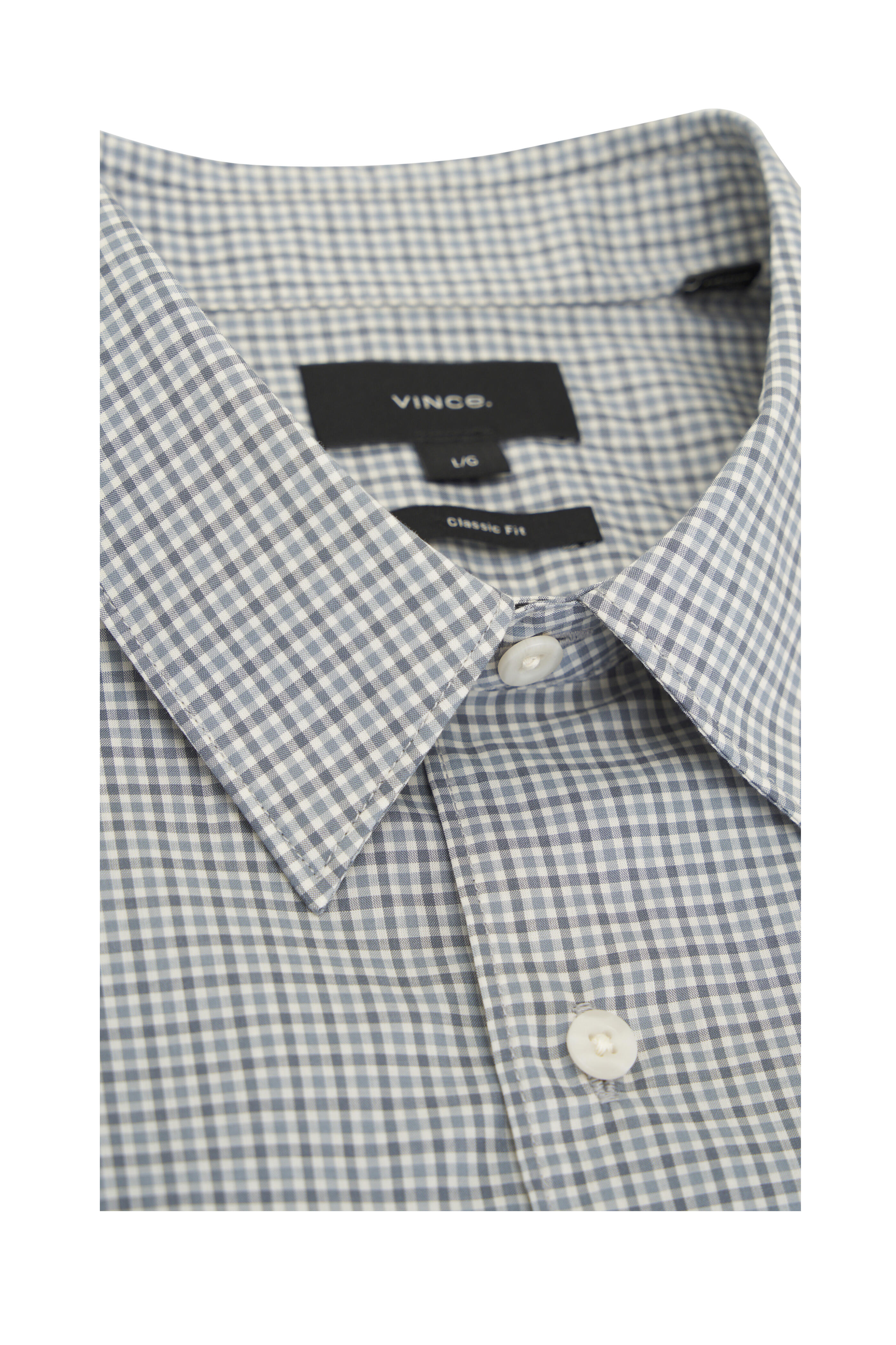 Vince - Whitney Pebble White & Spruce Blue Plaid Shirt