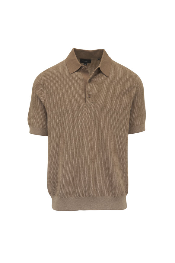 Vince Sand Wool, Cotton & Cashmere Polo