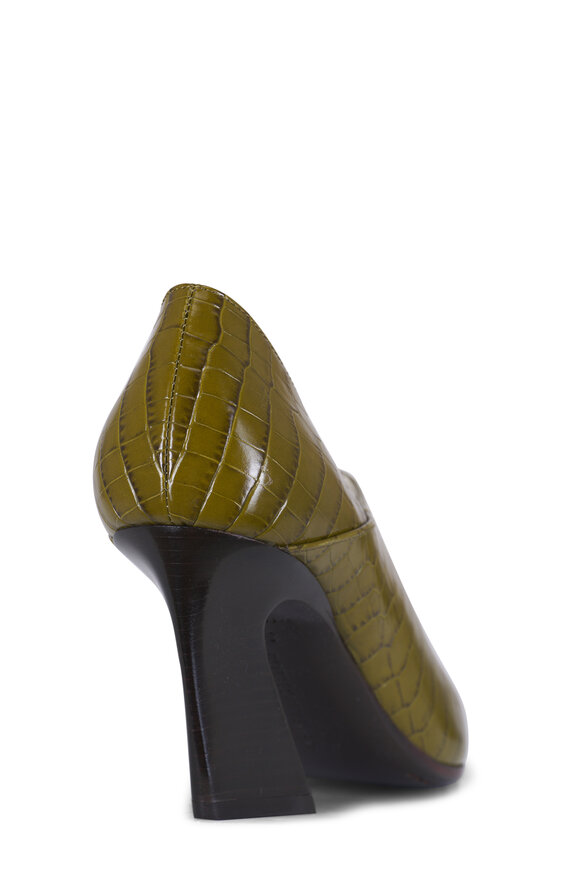 Bottega Veneta - Lewis Olive Oil Embossed Croc Leather Pump, 75mm