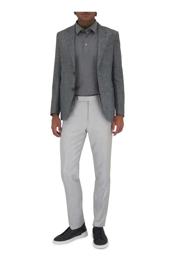 Zegna - Solid Stone Wool & Linen Dress Pant 