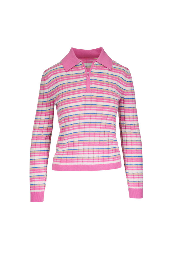 Guest in Residence Pink Silk & Linen Track Polo - view 1