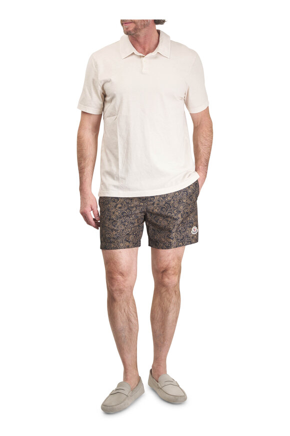 Moncler Dark Green Brown Print Swim Trunks - view 2
