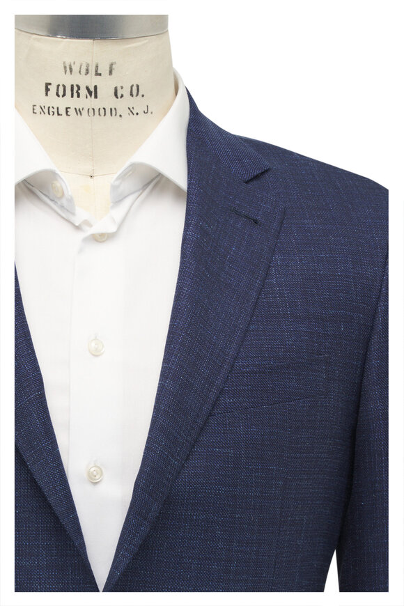 Canali Kei Navy Wool, Silk & Linen Sportcoat