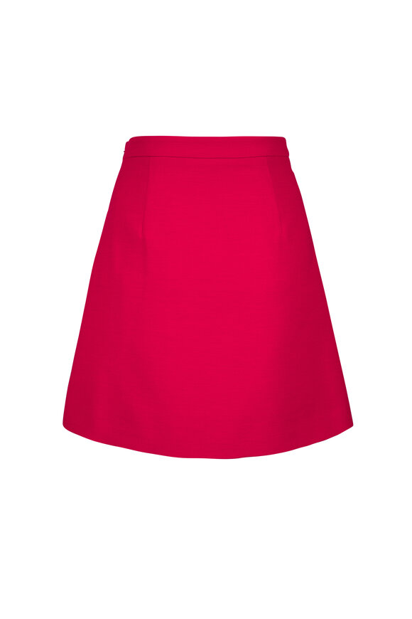 Valentino Red Solid Crepe Couture Embellished Skirt - view 6