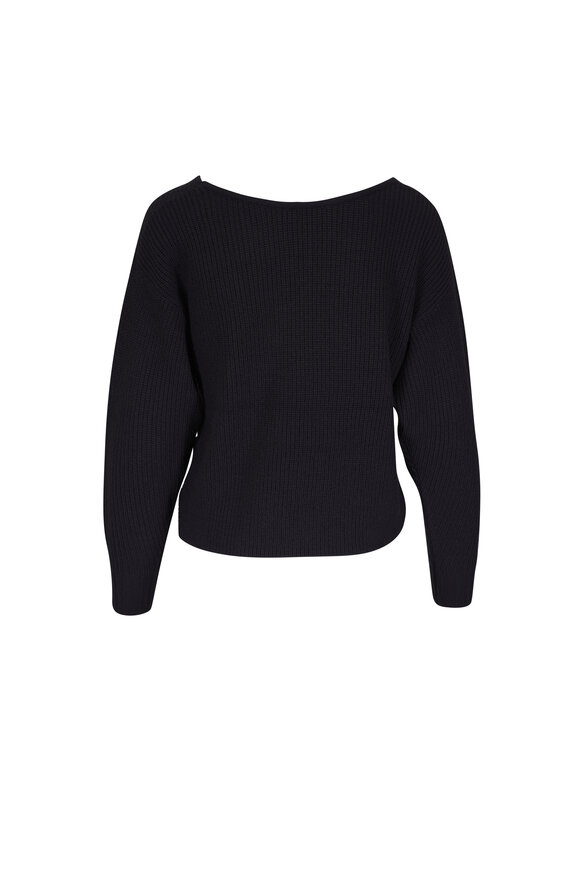 L'Agence - Antonella Black Surplice Pullover Knit Top