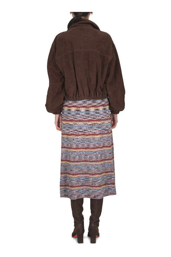 Nour Hammour Pia Brown Suede Bomber Jacket - view 4