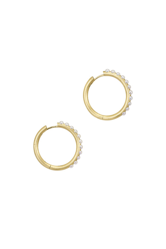 Irene Neuwirth 18k Yellow Gold Akoya Pearl Huggies - view 2