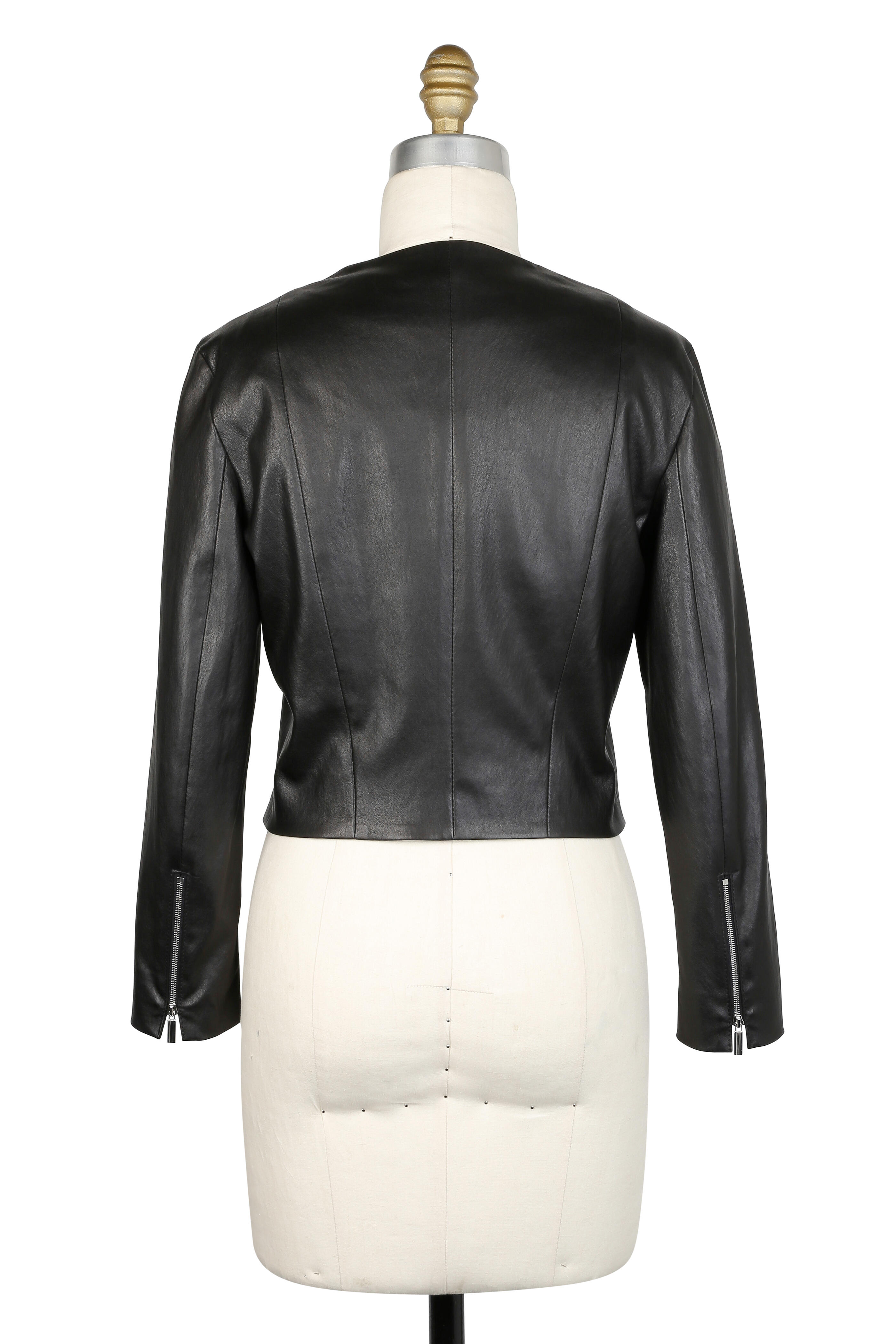 The Row Stanta Black Leather Collarless Jacket