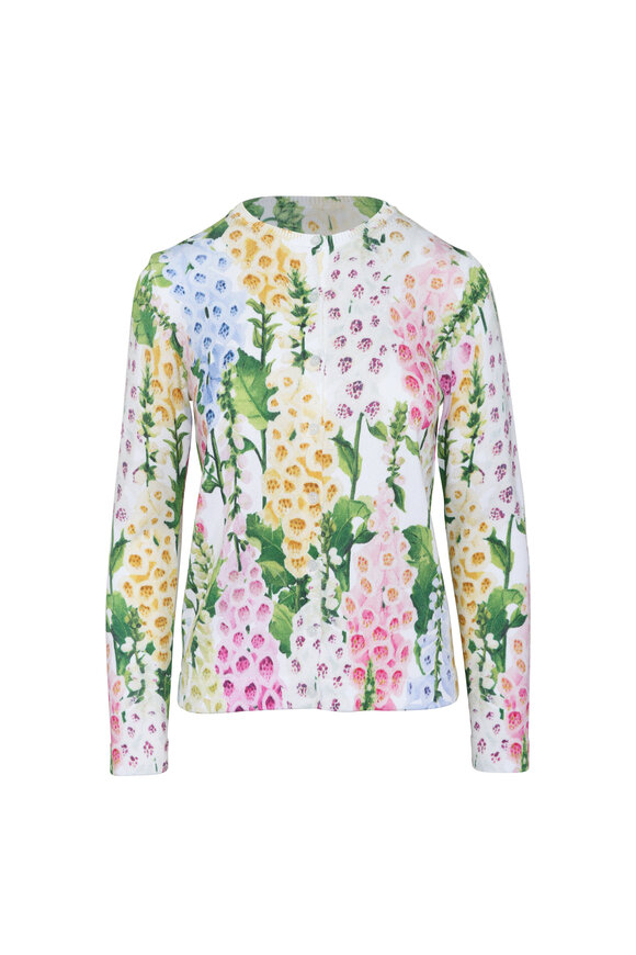 Oscar de la Renta Foxglove Floral Cardigan