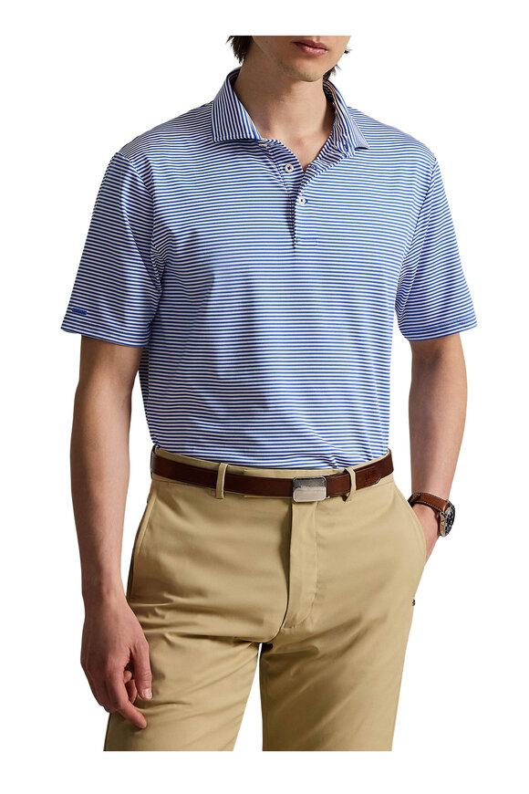RLX Ralph Lauren - Blue Stripe Jersey Polo | Mitchell Stores
